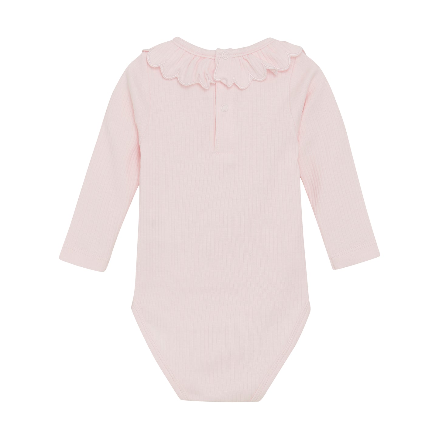 Dieser langärmlige Body von MINYMO in zartem Rosa besticht durch verspielte Rüschen und sorgt für einen charmanten Look.
