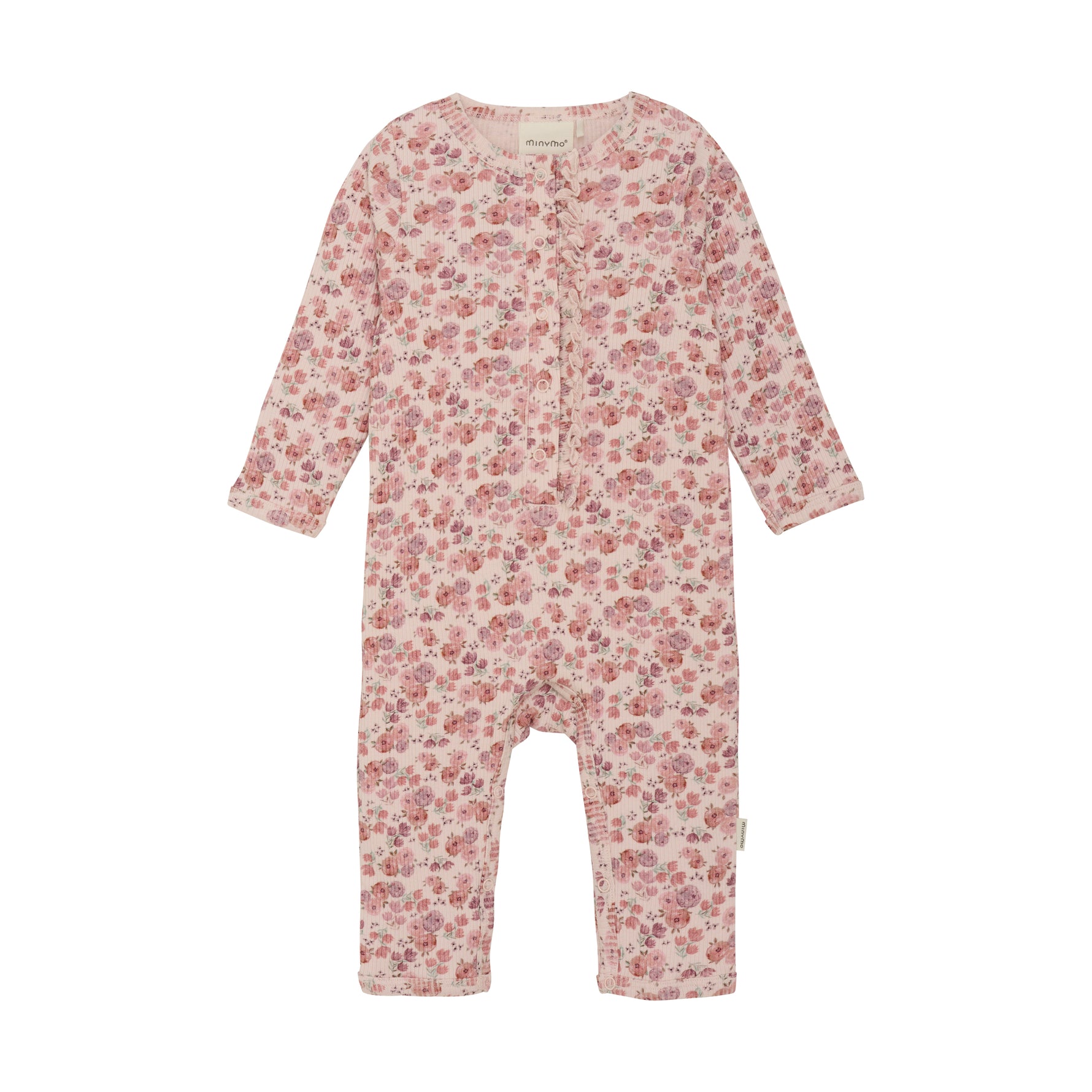 Eleganter rosa Body von MINYMO, verziert mit einem feinen Blumendesign, das zeitlose Schönheit ausstrahlt.