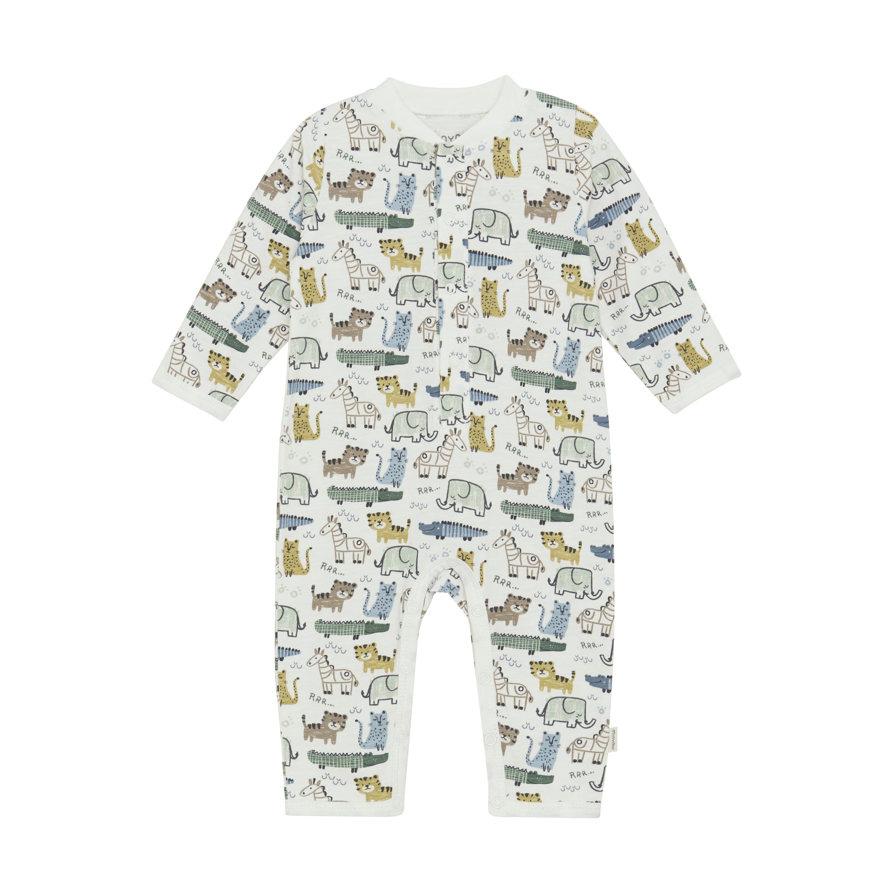 Dieser niedliche Strampler von MINYMO begeistert mit verspielten Tiermotiven und sorgt für fröhlichen Tragekomfort.