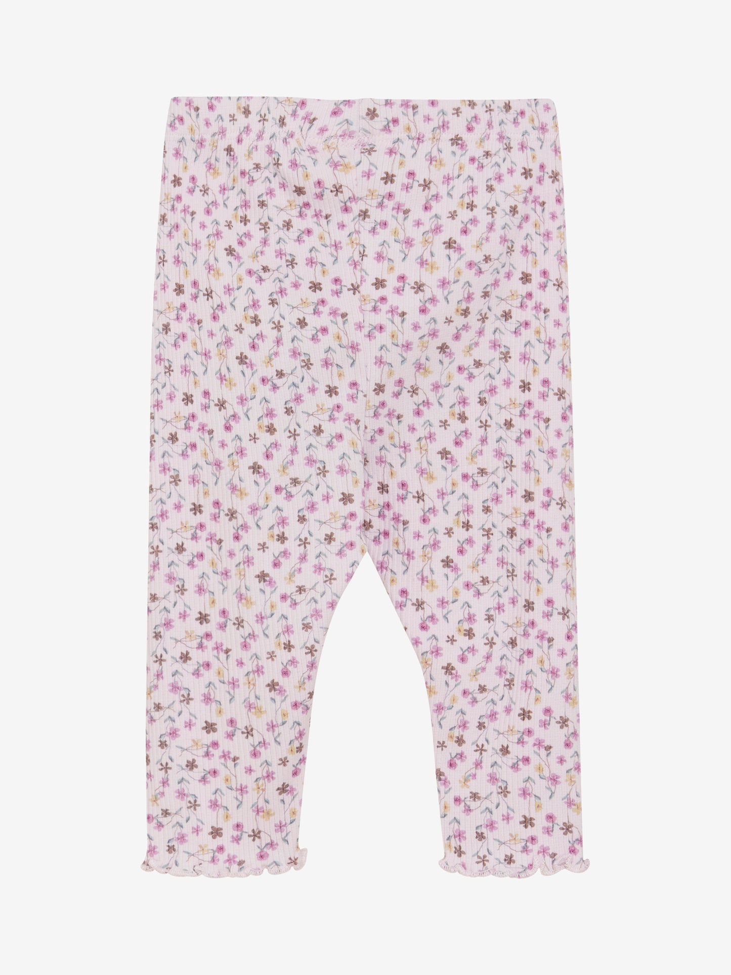 Diese gerippte Leggings von MINYMO begeistert mit einem verspielten Allover-Blumenmuster und süßen kleinen Knöpfen – perfekt für einen fröhlichen Look.