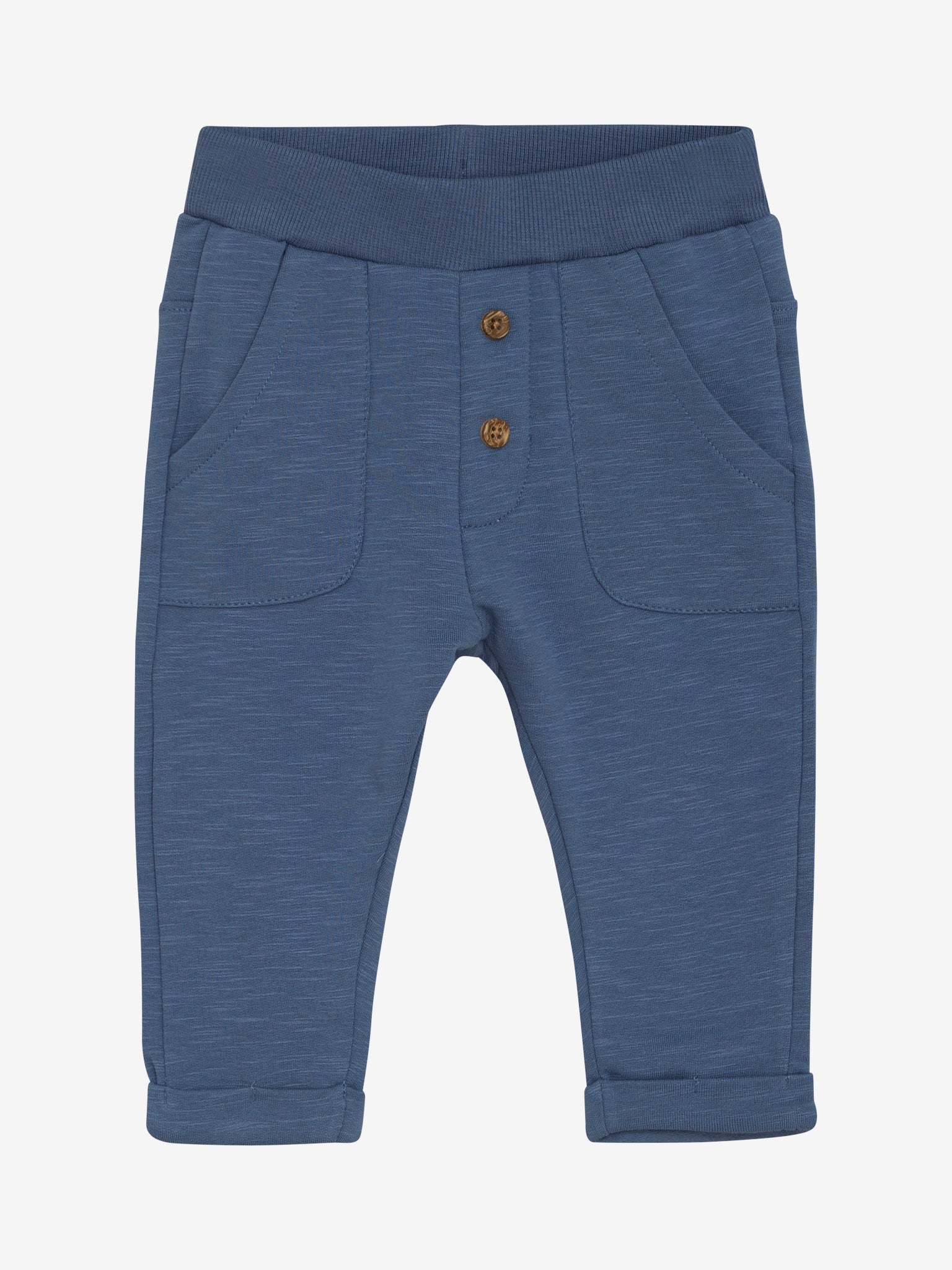 Diese blauen Sweatpants von MINYMO sind mit niedlichen kleinen Knöpfen verziert und sorgen für einen verspielten Look.