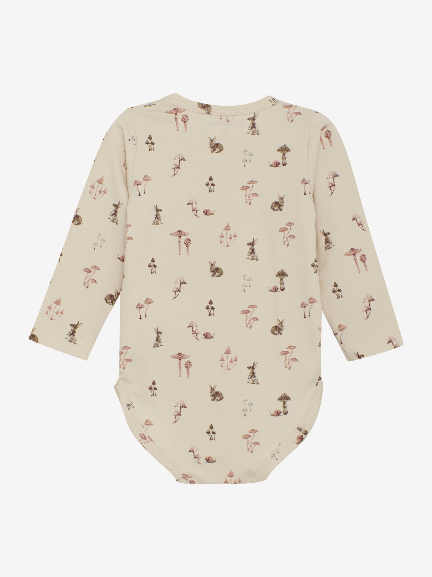 Dieser cremefarbene Body von MINYMO bezaubert mit einem verspielten Pilz- und Hasen-Design.
