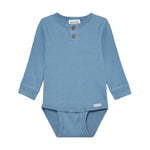 Blauer mitwachsender langarm Body von MINYMO.