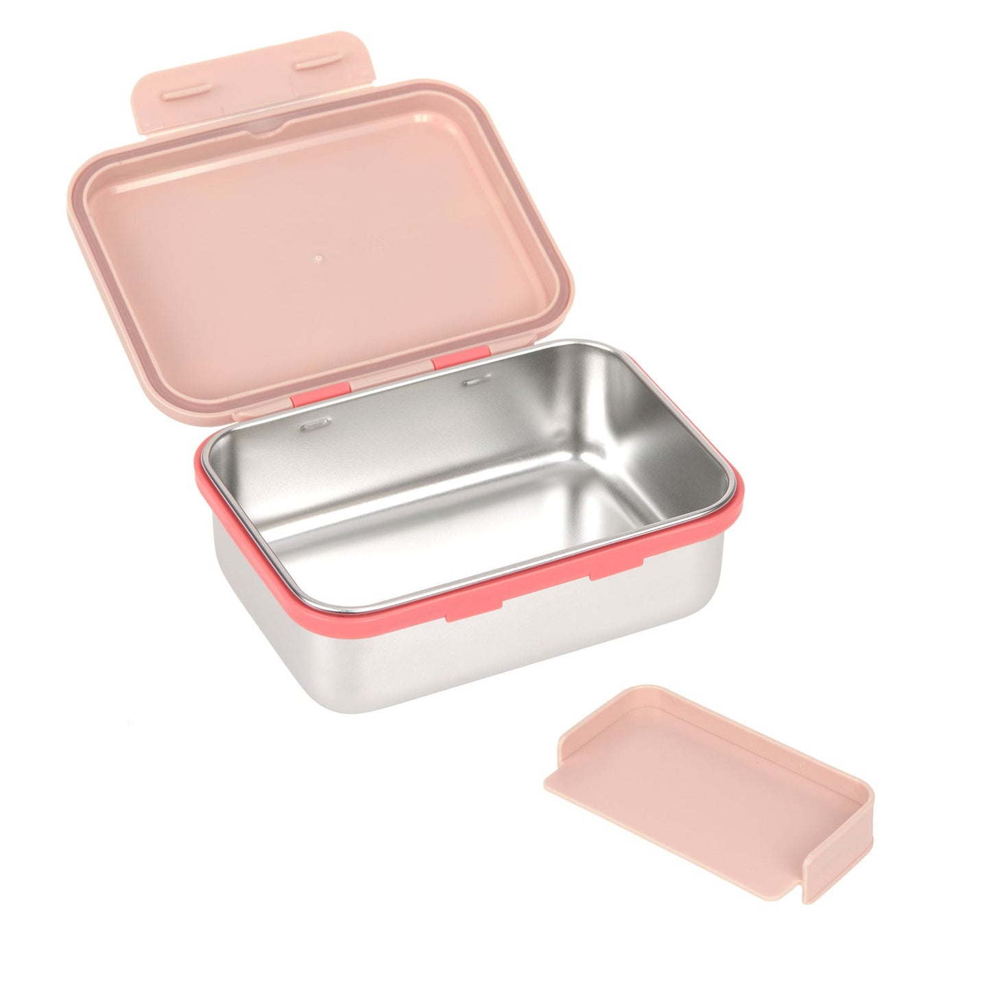Die robuste Edelstahl Brotdose in Rosa aus der Sunny Explorer Kollektion ist BPA-frei und spülmaschinengeeignet. Mit der flexiblen Trennung und dem Silikonring im Deckel hält sie die Brotzeit lange frisch. Geeignet ab 3 Jahren.