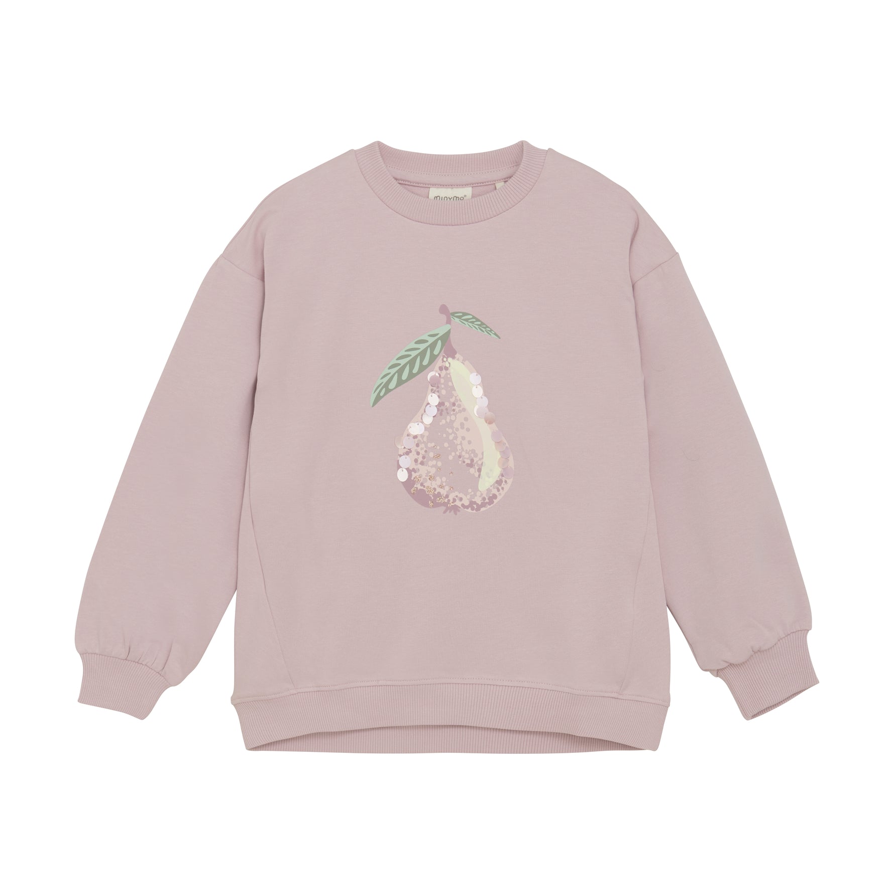 Dieses lilafarbene Sweatshirt besticht durch ein charmantes Birnen-Motiv und verbindet Komfort mit einem verspielten Design. Ideal, um Ihrem Look eine frische, fröhliche Note zu verleihen.