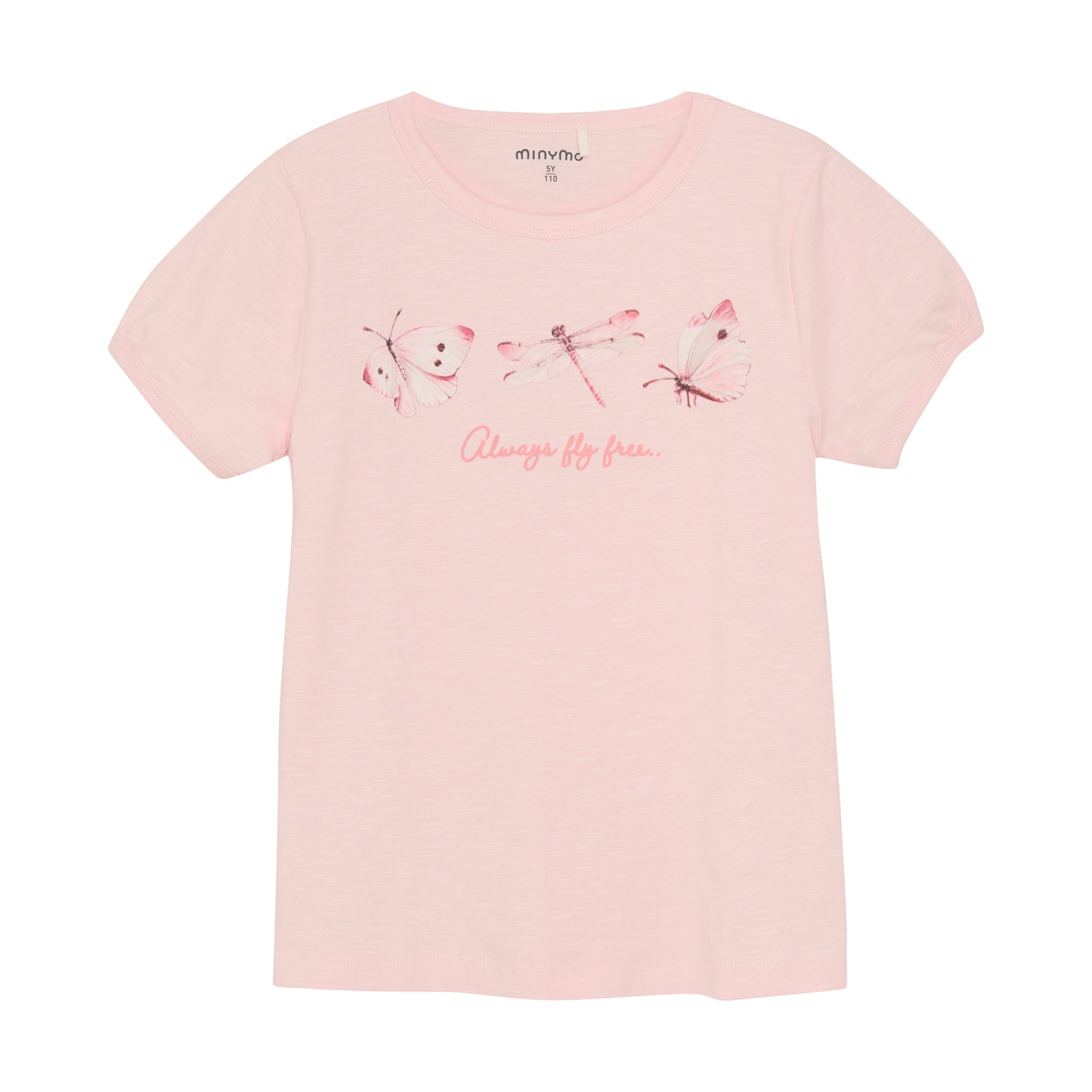 Dieses rosa T-Shirt von MINYMO besticht durch seinen zauberhaften Schmetterlingsdruck und verleiht jedem Outfit eine verspielte Note.