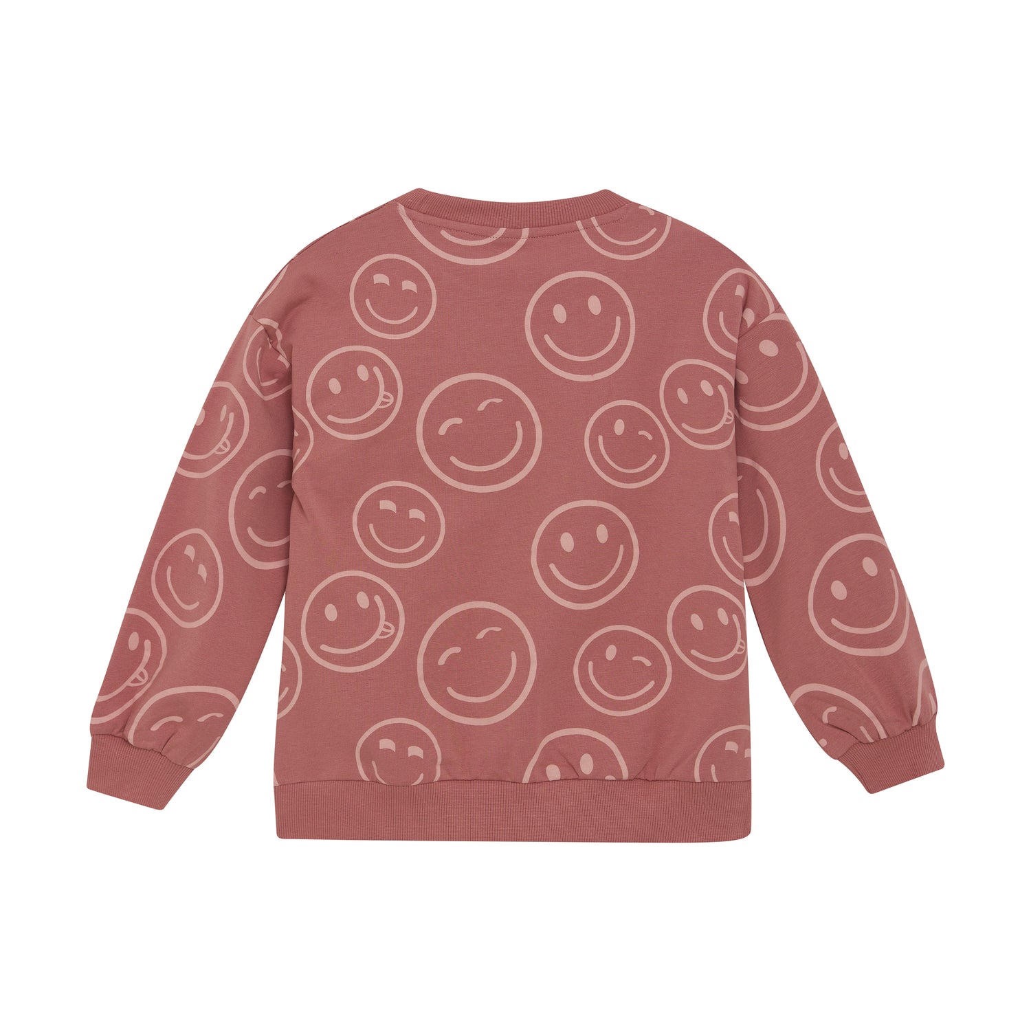Dieses rosa Sweatshirt von MINYMO ist mit fröhlichen Smileys verziert und sorgt für gute Laune.