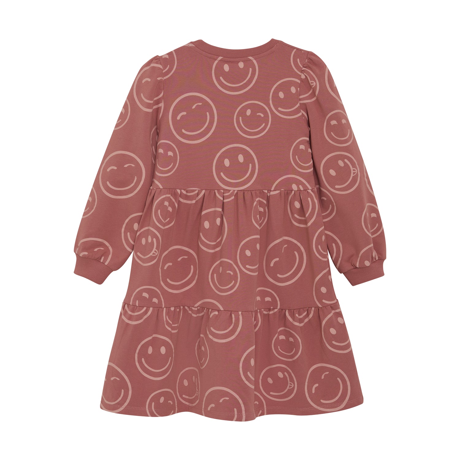 Dieses rosa Kleid von MINYMO ist mit einem fröhlichen Smiley-Motiv versehen und sorgt für gute Laune.