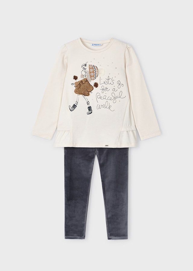 2er Set bestehend aus T-Shirt und Samt-Leggings