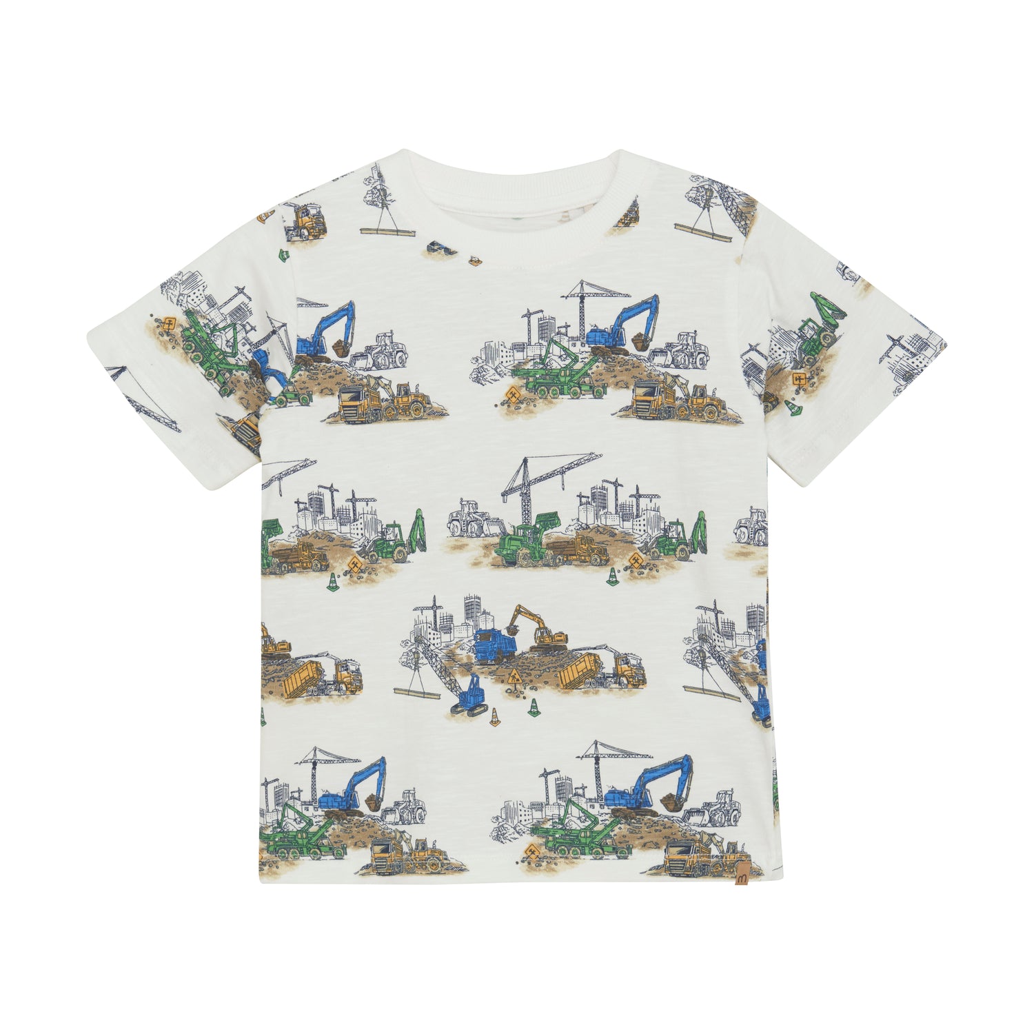 Dieses T-Shirt von MINYMO besticht durch seinen auffälligen Baustellen-Print und verleiht jedem Outfit einen originellen Akzent.