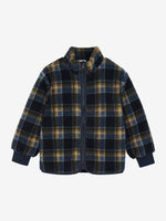 Die schwarze Teddyjacke von MINYMO besticht durch ihr kariertes Muster und sorgt für angenehme Wärme – perfekt für stilbewusste, die Komfort schätzen.