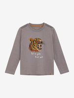 Dieses graue Langarmshirt von MINYMO besticht durch ein auffälliges Tiger-Motiv und verbindet Komfort mit einem markanten Look.