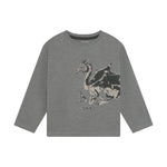 Hochwertiges Langarm-Shirt von Minymo in Grau mit charmanten Drachenmotiv – perfekt für kleine Abenteurer.