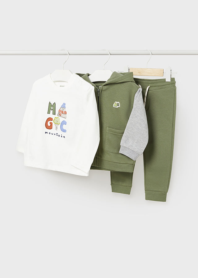Set Sportanzug bestehend aus Weste mit Bärenkaputze, langarm Shirt und Jogginghose von Mayoral