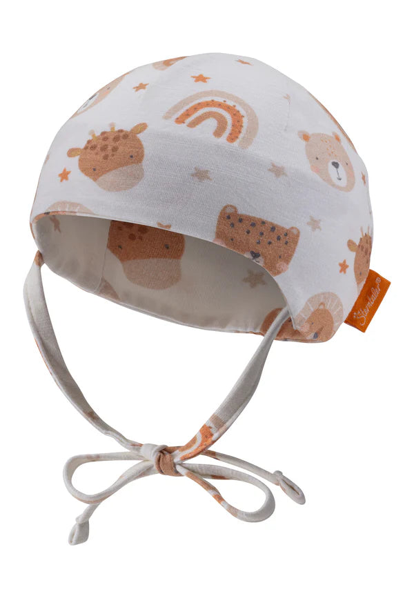 Der Beanie mit Tiergesicht bietet hohen Tragekomfort dank weichem Flammgarn Jersey und sitzt durch Ohrenklappen und Bindebänder sicher. Mit UV-Schutz 50+ schützt er vor Sonne, ist atmungsaktiv und flexibel durch den Baumwoll-Elasthan-Mix. Schadstofffrei und liebevoll gestaltet – perfekt für Kinder im Freien.