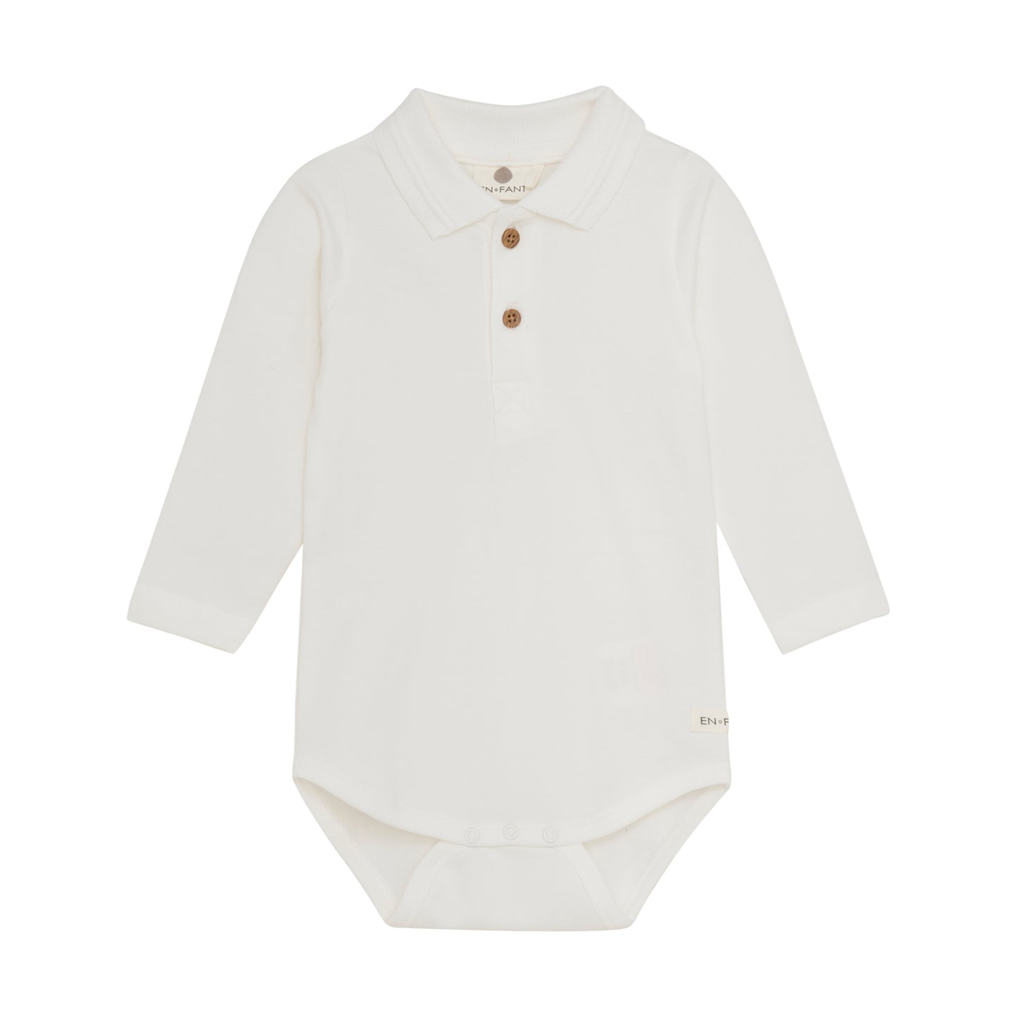 Dieser weiße Langarm-Body im Polo-Stil von Enfant vereint Komfort und Stil perfekt für Ihr Baby.