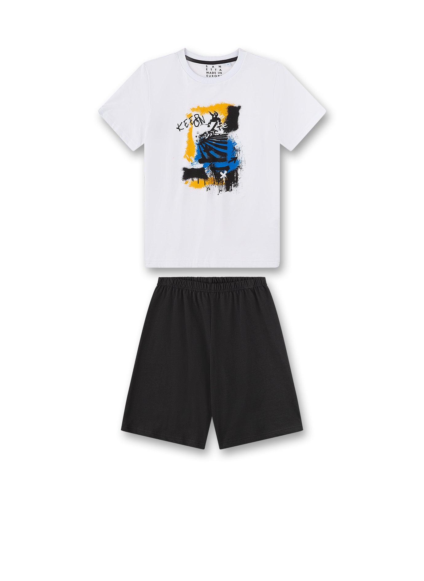 Sommerlicher kurzer Pyjama für Jungen mit aufregendem Artwork-Print für alle Skater.