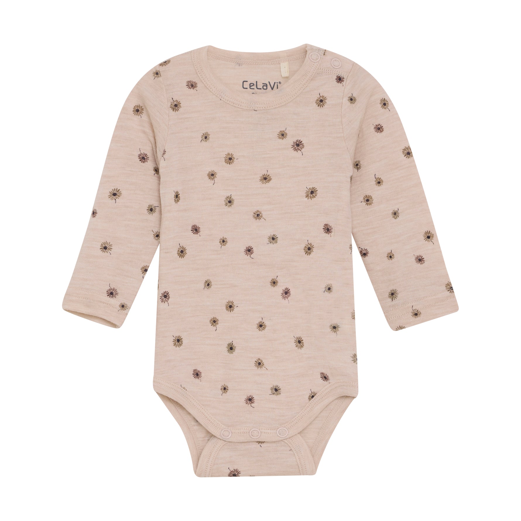 Dieses Body überzeugt mit einem dezenten, durchgehenden Blumenmuster von Celavi und besteht aus hochwertiger Wolle für angenehmen Tragekomfort.