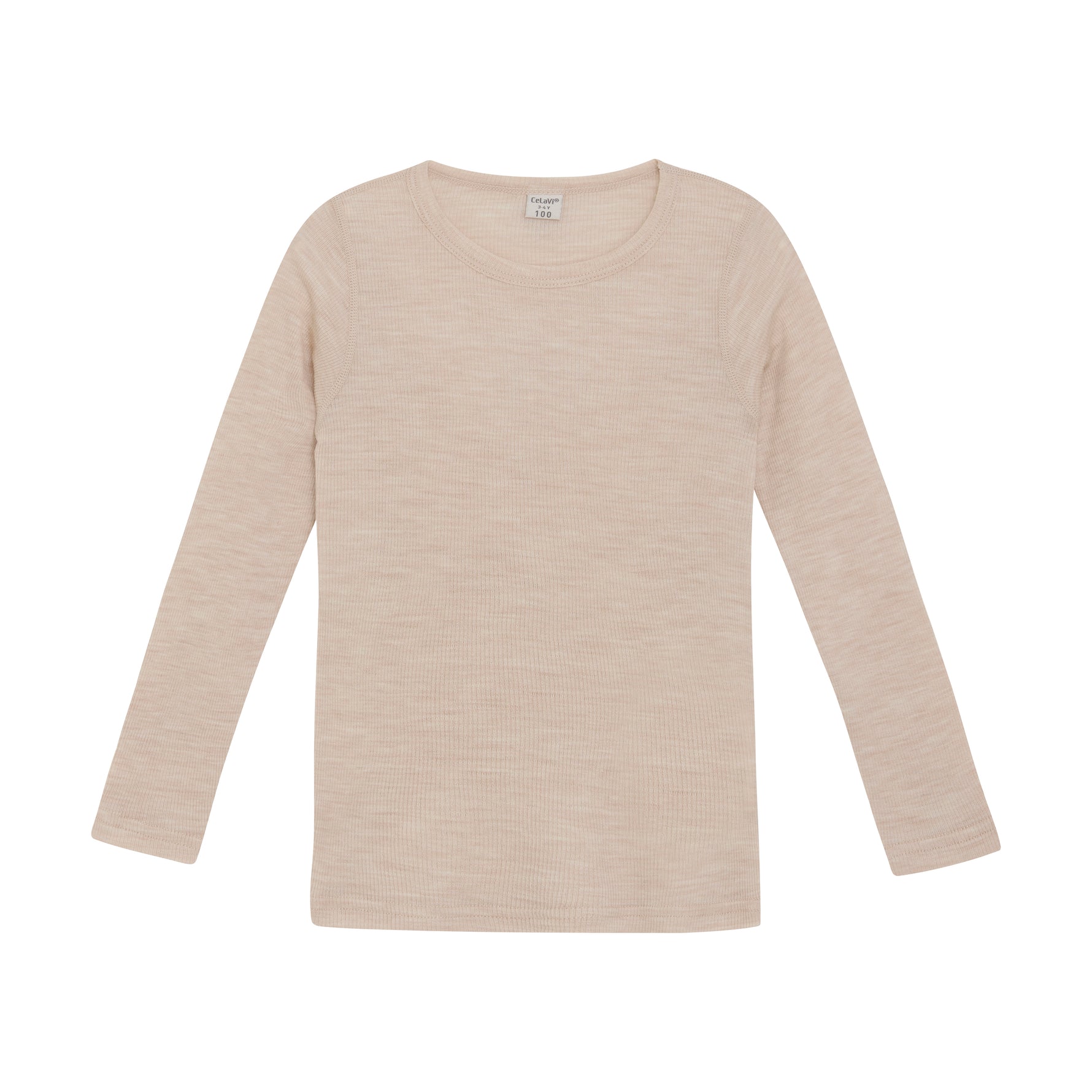 Dieses beige Langarmshirt aus Wolle von Celavi bietet angenehmen Tragekomfort und zeitlose Eleganz für jede Gelegenheit.