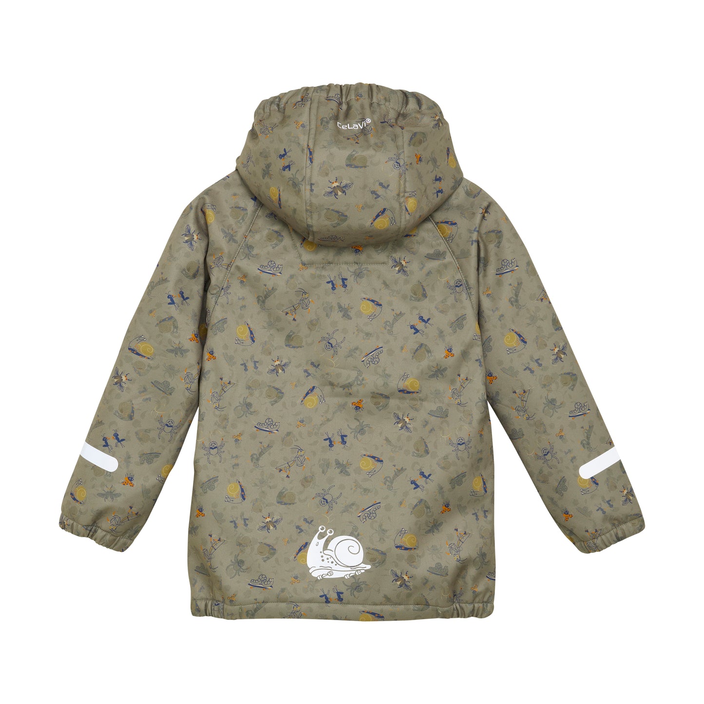 Die Softshell-Jacke von Celavi überzeugt mit einem weichen Innenfleece und einem attraktiven Tiermuster. Mit einer Wassersäule von 8000 mm hält sie an kühlen und nassen Tagen warm und trocken. In Kombination mit der passenden Hose bietet sie kleinen Abenteurern umfassenden Schutz.