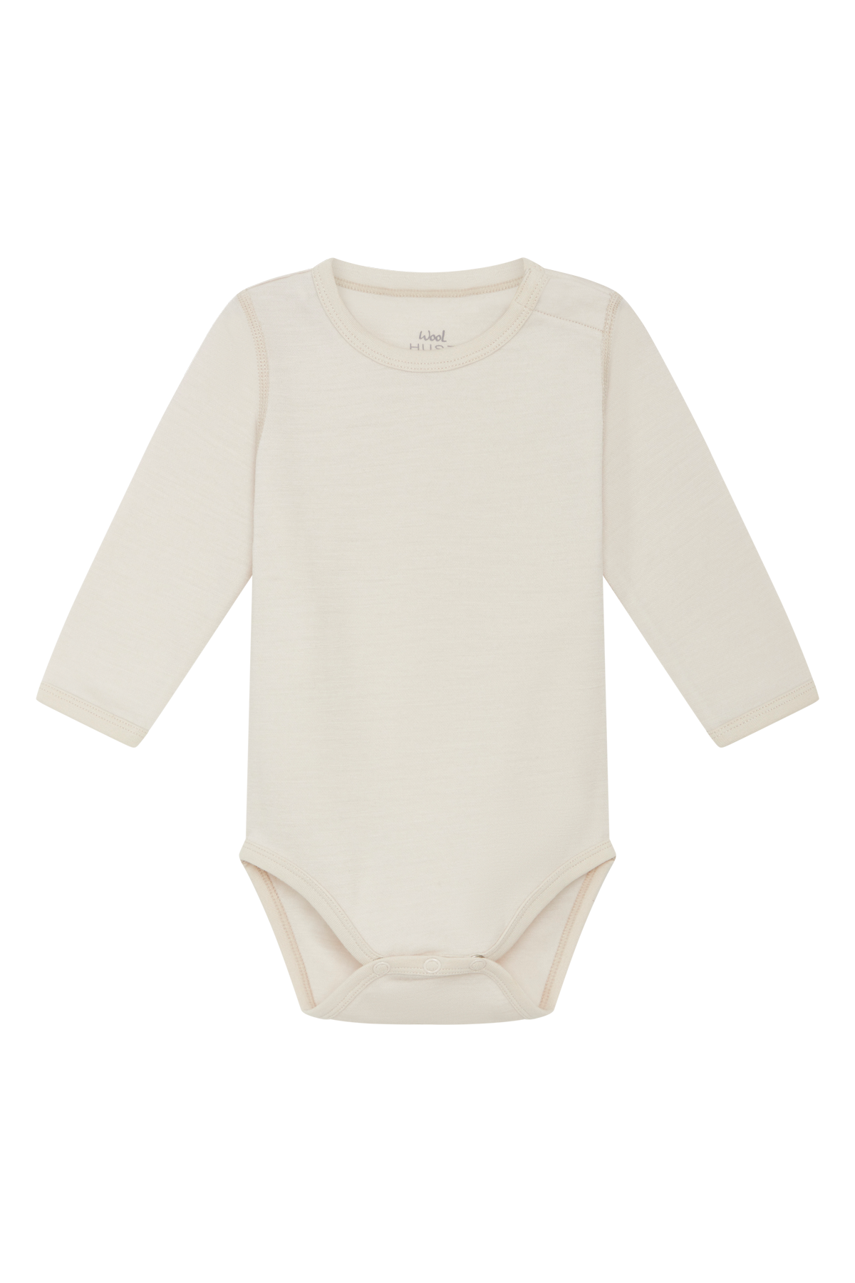 Weißer Langarm-Body aus hochwertiger Wolle von Hust & Claire, der Komfort und Wärme perfekt vereint.