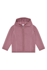 Die rosa Wolljacke von Hust & Claire sorgt für wohlige Wärme und ein angenehmes Tragegefühl.