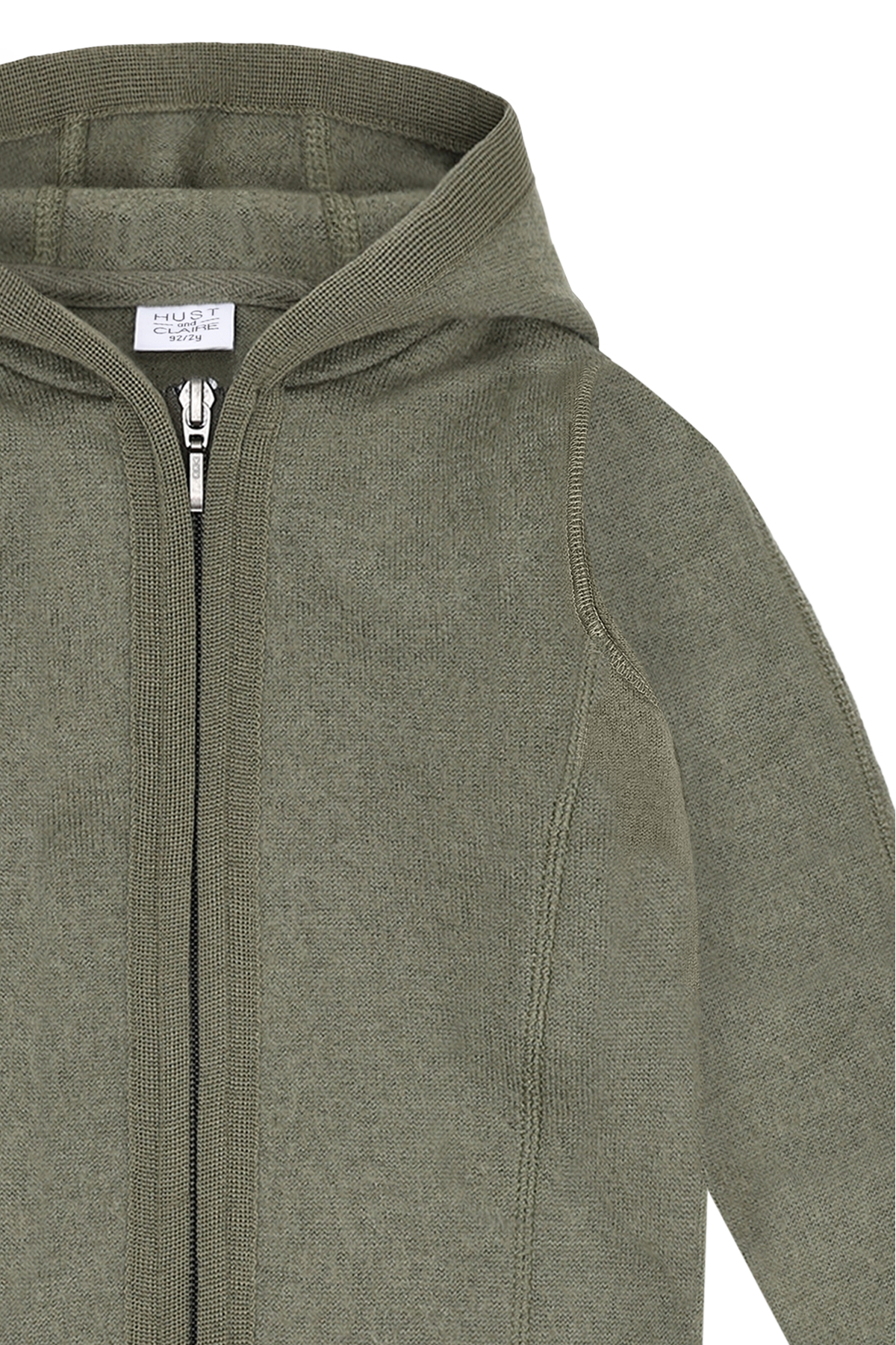 Die olivgrüne Wolljacke von Hust & Claire bietet zuverlässigen Schutz und angenehmen Tragekomfort für jede Gelegenheit.