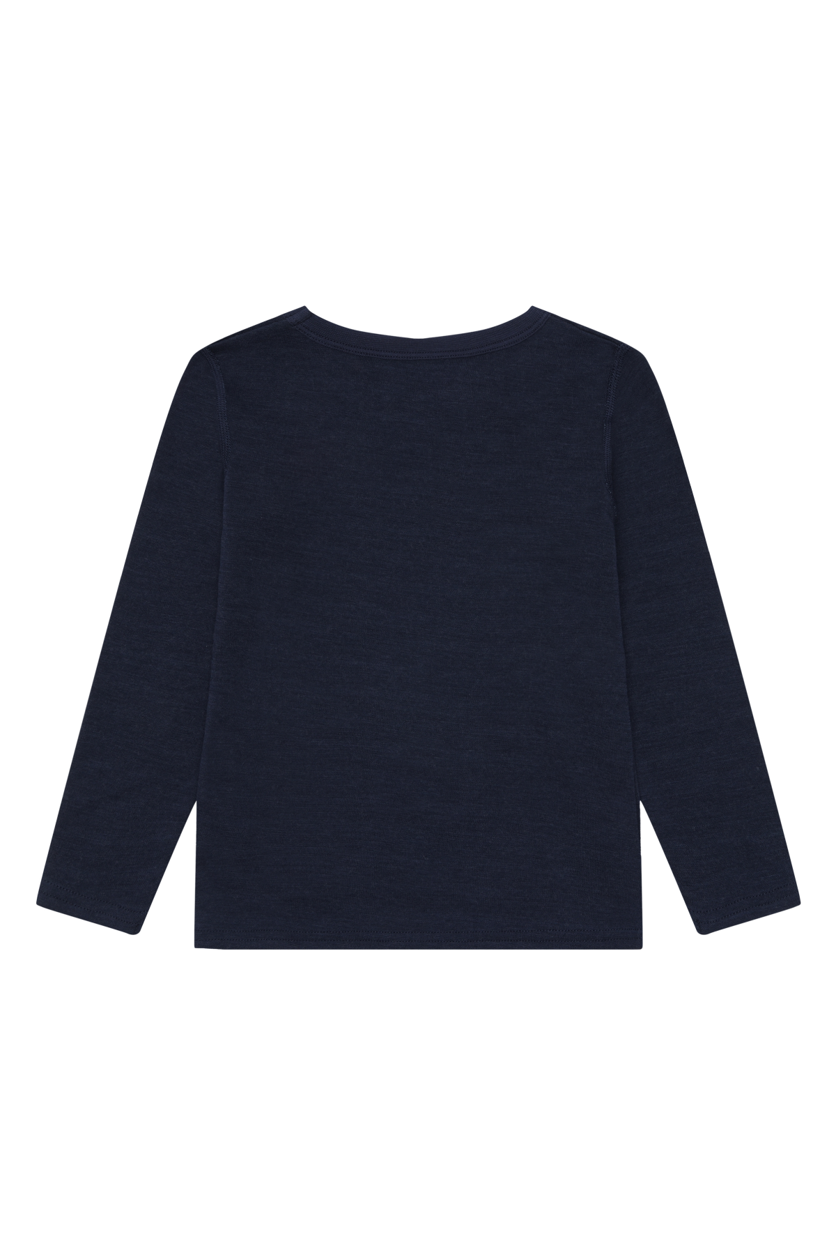 Dieses dunkelblaue Langarmshirt aus Wolle von Hust & Claire bietet angenehme Wärme und Komfort für kühle Tage.