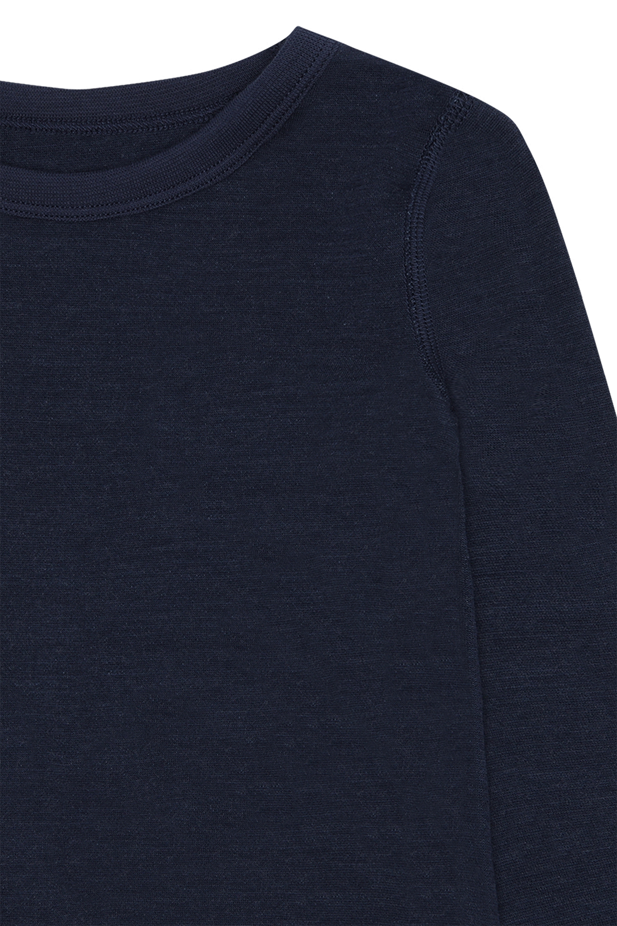 Dieses dunkelblaue Langarmshirt aus Wolle von Hust & Claire bietet angenehme Wärme und Komfort für kühle Tage.
