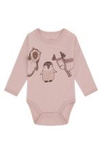 Dieses rosa Body von Hust & Claire überzeugt mit einem charmanten Wintertier-Motiv und bietet gleichzeitig angenehmen Tragekomfort für Ihr Kind.