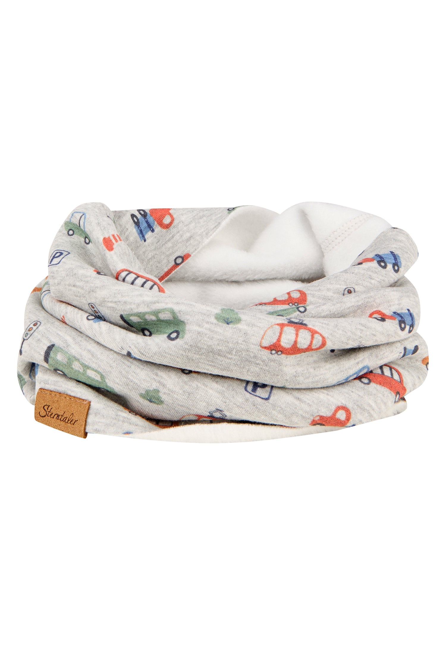 Dieser graue Schlauchschal von Sterntaler besticht durch ein charmantes Fahrzeugmuster und bietet angenehmen Tragekomfort. Ideal für Kinder, die praktische und zugleich stilvolle Accessoires lieben.