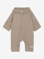 Eleganter beiger Overall mit Kapuze von Fixoni, der durch hochwertige Verarbeitung und zeitloses Design überzeugt.