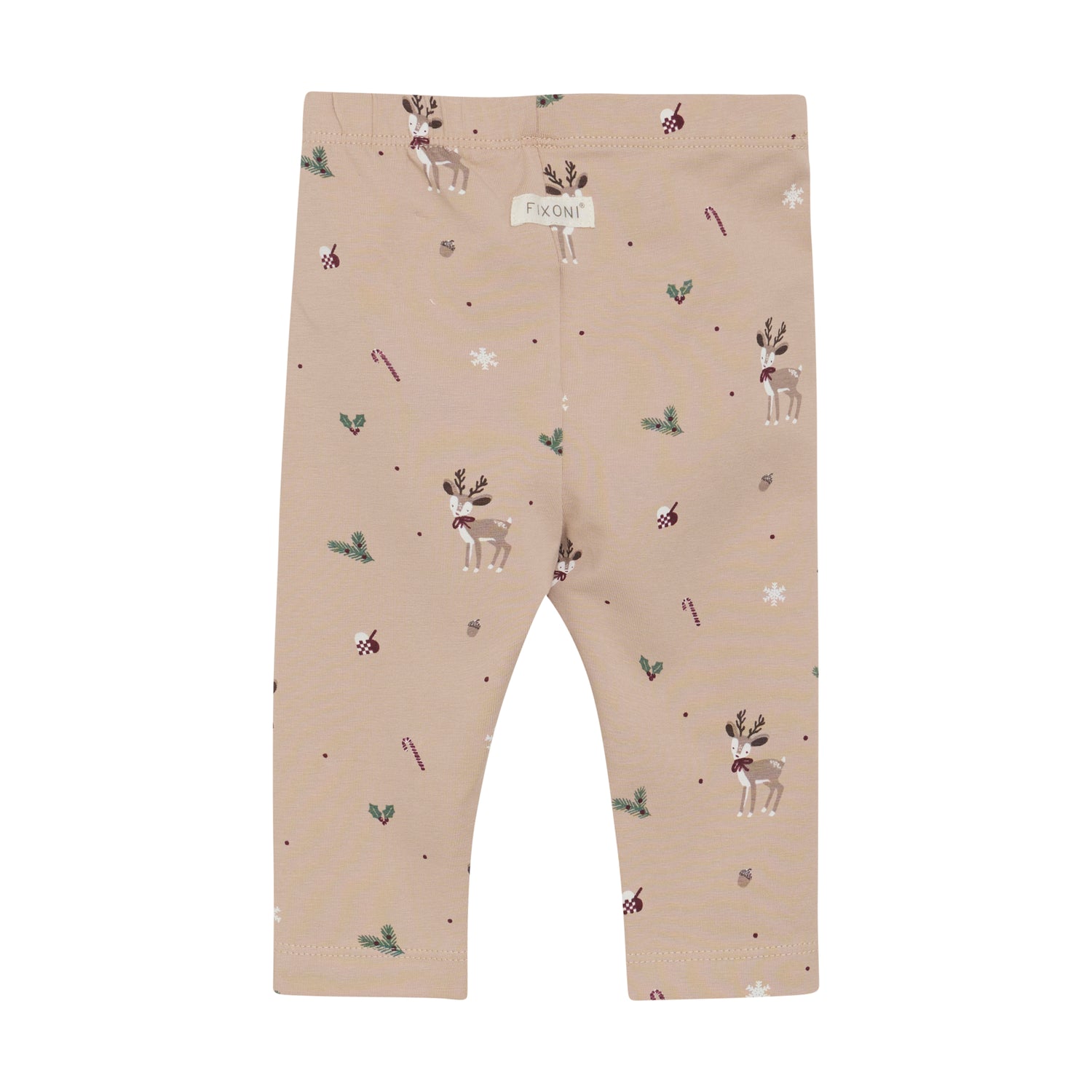 Diese beigen Leggings von Fixoni sind mit zarten Weihnachtsmotiven verziert und bringen festliche Stimmung in Ihren Alltag.