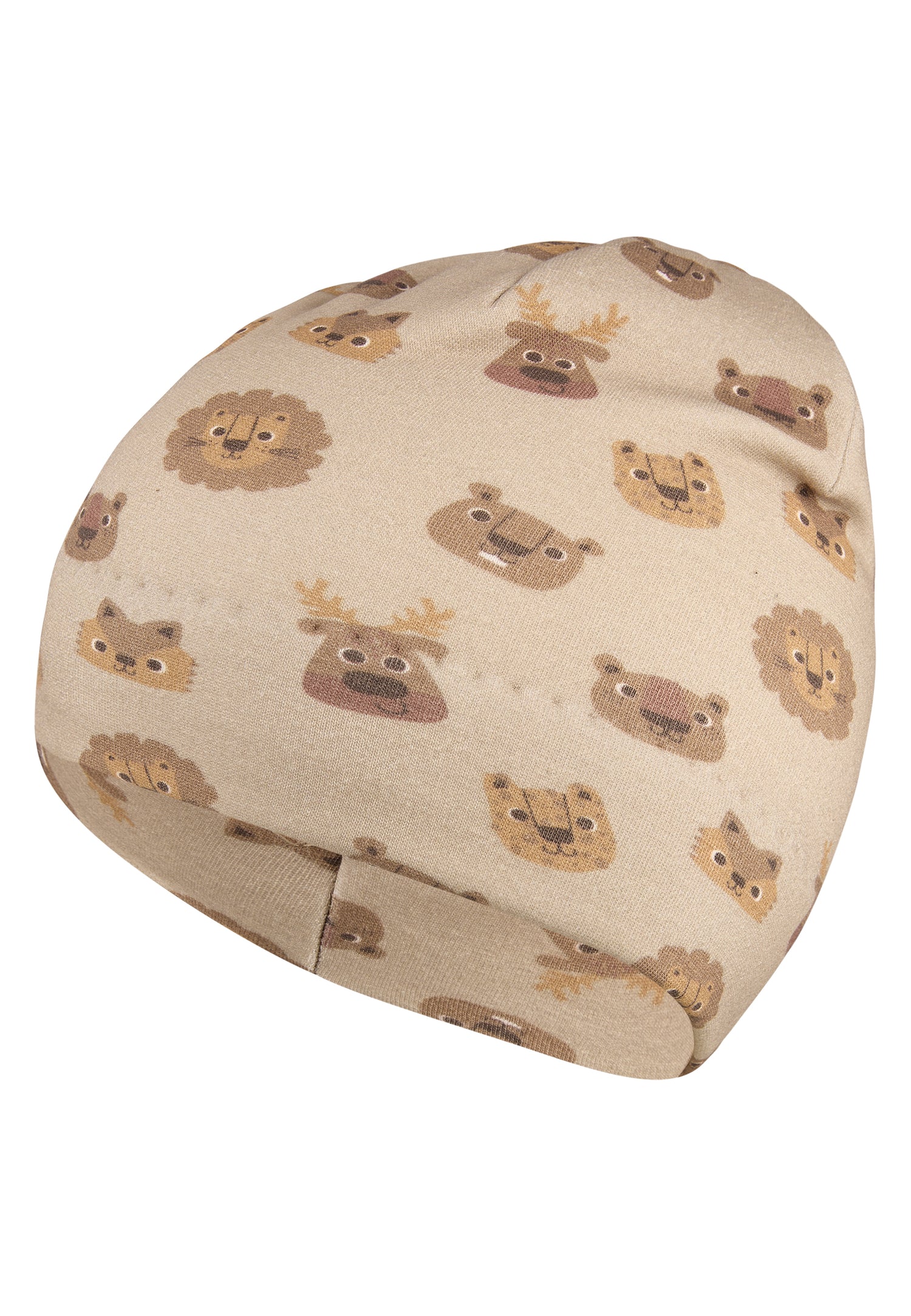 Diese braune Mütze mit Tiermotiven von Sterntaler verbindet niedliches Design mit angenehmem Tragekomfort – perfekt, um Ihrem Kind Wärme und Stil zu schenken.