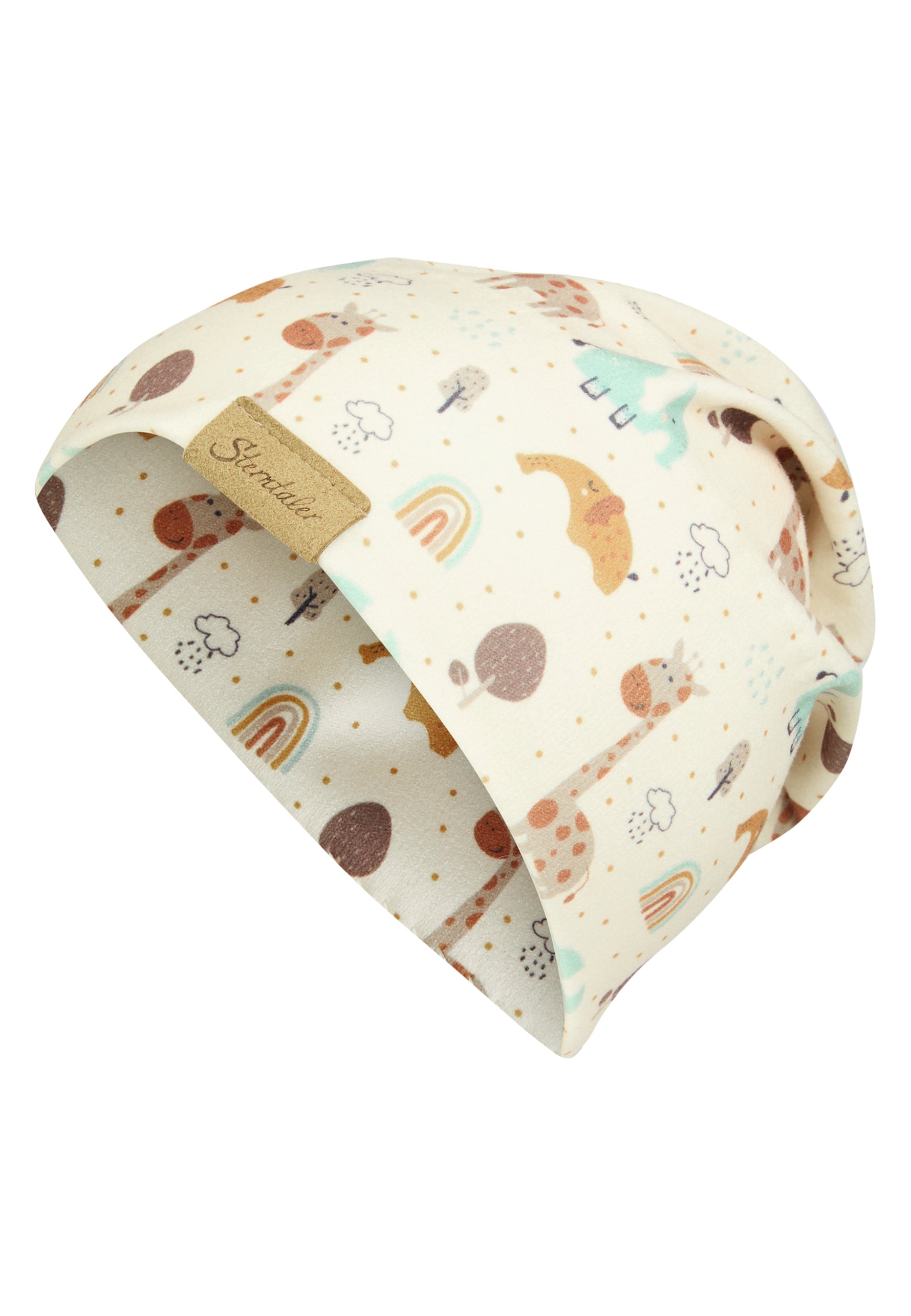 Diese Mütze mit einem charmanten Giraffen-Design von Sterntaler ist ein stilvoller Begleiter für kalte Tage.