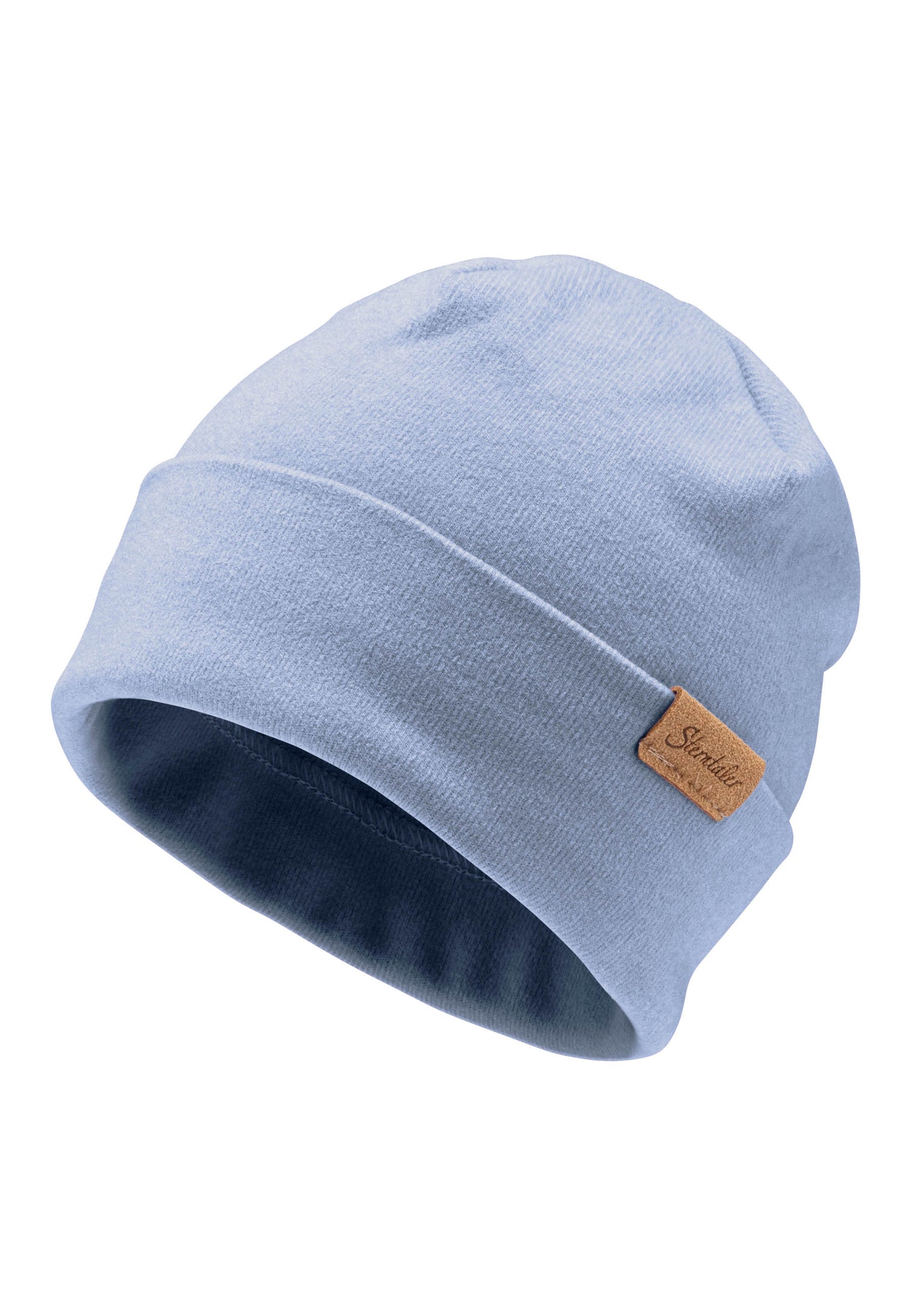 Diese blaue Umschlagmütze von Sterntaler überzeugt durch ihr angenehmes Tragegefühl und stilvolles Design.