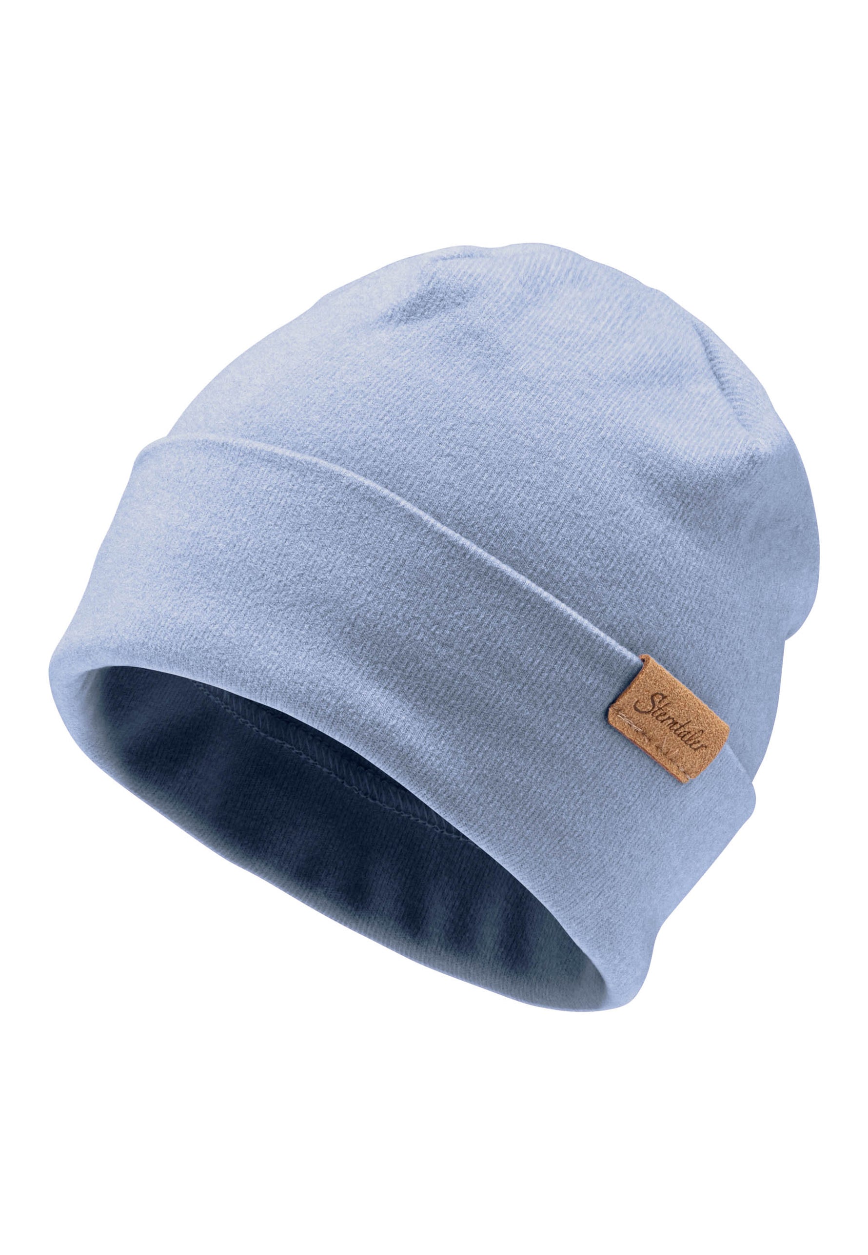 Diese blaue Umschlagmütze von Sterntaler überzeugt durch ihr angenehmes Tragegefühl und stilvolles Design.