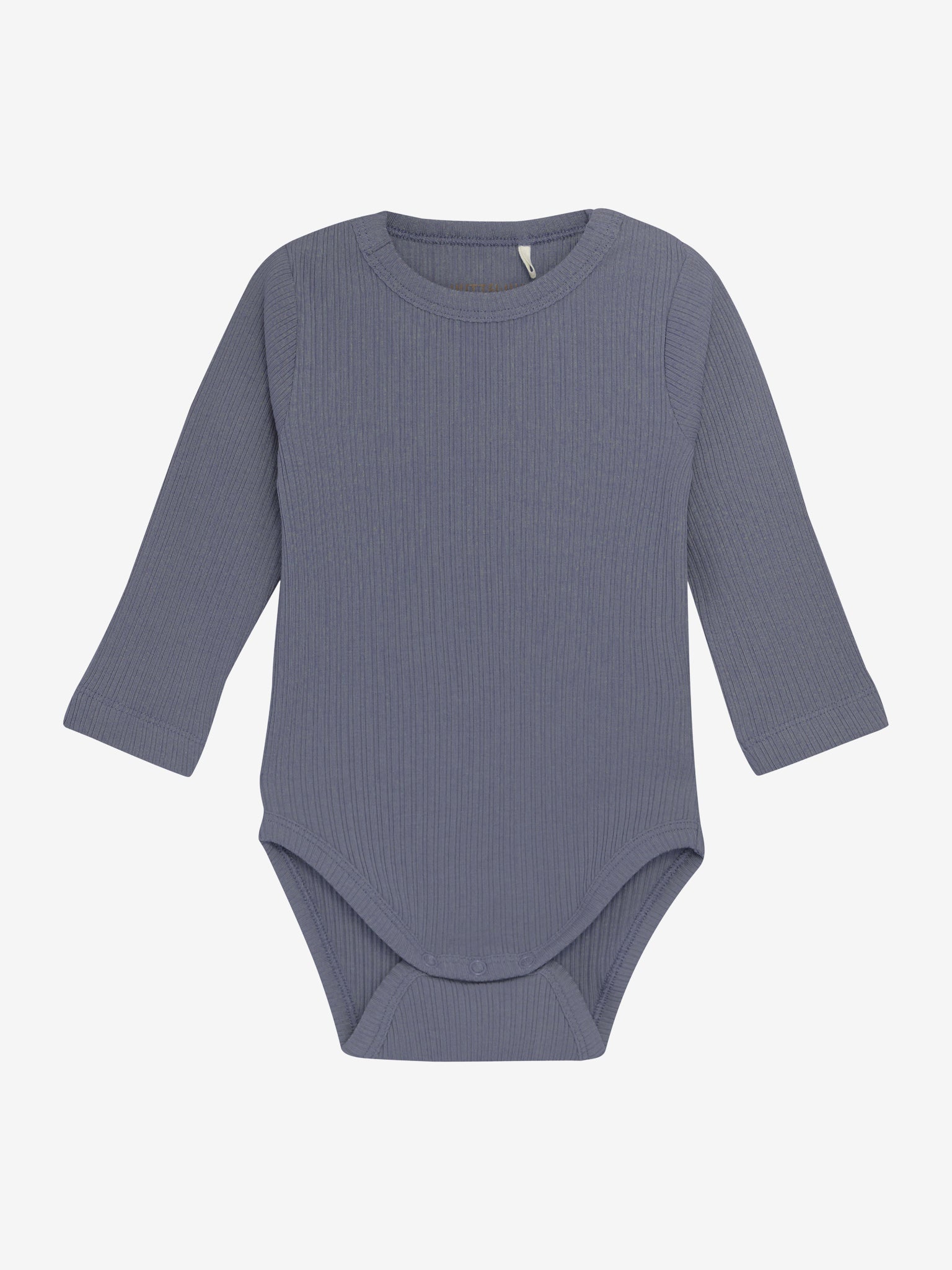 Langärmliger Rib-Body in Blau-Grau von Huttelihut – stilvoll und bequem für Ihr Kind.