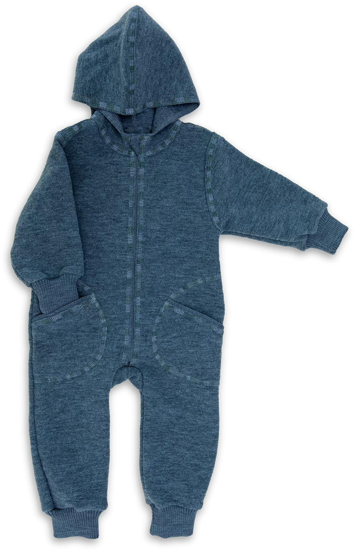 Der Baby-Walk-Overall von Engel aus 100% Bio-Merinoschurwolle hält Ihr Kind warm und gemütlich. Mit Kapuze, Reißverschluss und praktischen Taschen ist er ideal für kalte Tage draußen. Bündchen an Armen und Beinen schützen vor Wind. Schnell an- und ausgezogen – perfekt für kleine Entdecker.