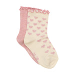 2er Pack Socken von MINYMO in Rosa und mit Herzchenmotiv.