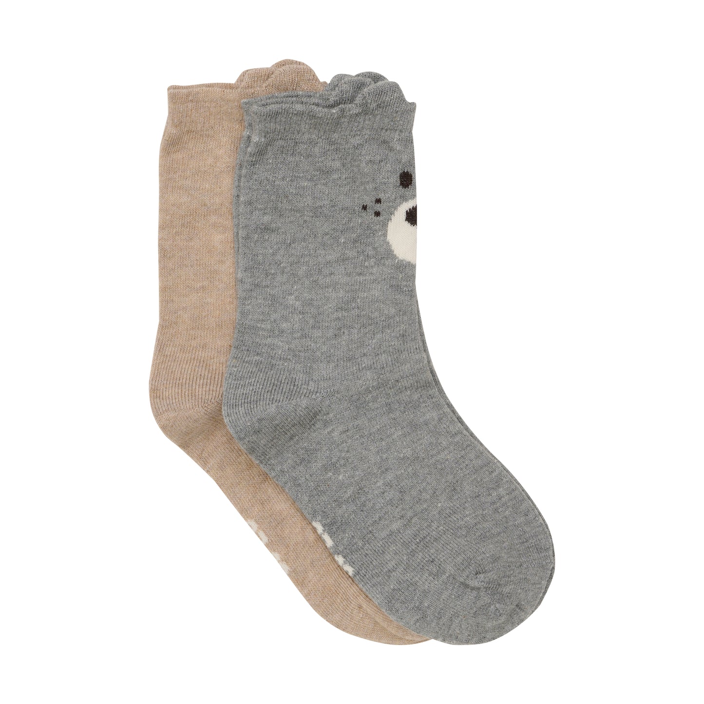 2er Pack braune MINYMO Socken mit süßen Bärenmotiven.