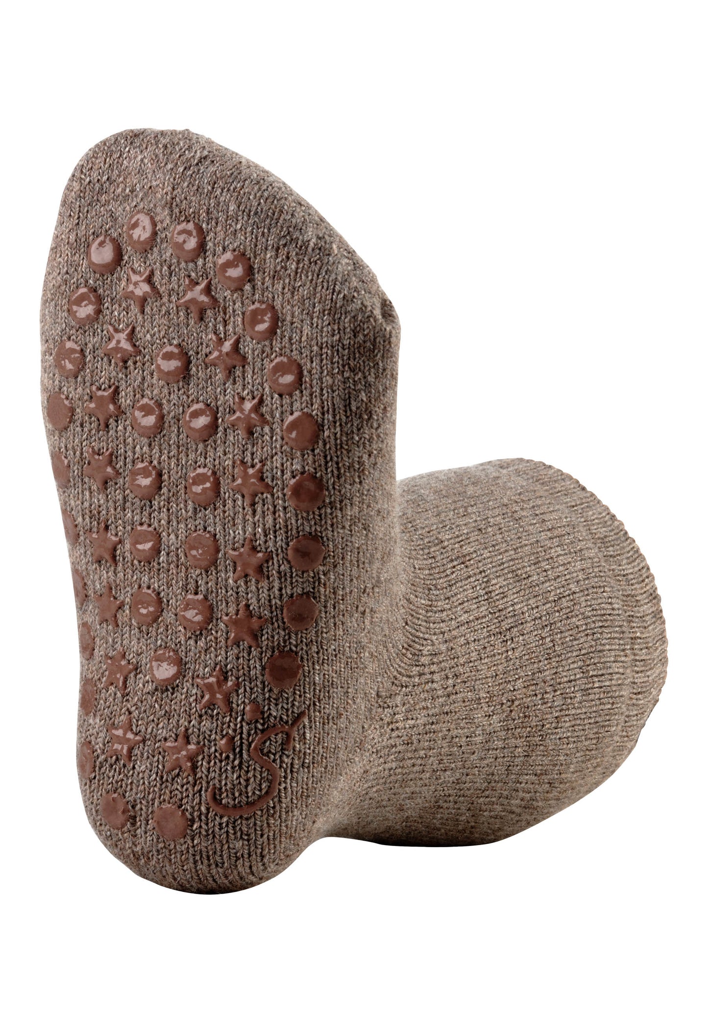 Braune ABS-Socken aus Wolle von Sterntaler bieten sicheren Halt und angenehmen Tragekomfort.