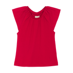 Rotes Ribbed-Top von Creamie – zeitlos und vielseitig einsetzbar. Die gerippte Struktur sorgt für Komfort und Bewegungsfreiheit im Alltag.