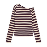 Elegantes gestreiftes Longsleeve mit Off-Shoulder-Schnitt von Indian Blue Jeans. Die Kombination aus 96% Baumwolle und 4% Elastane bietet optimalen Komfort und Bewegungsfreiheit. Das trendige Design mit Schulterfreischnitt ist perfekt für stilbewusste Looks im Alltag und bei besonderen Anlässen.