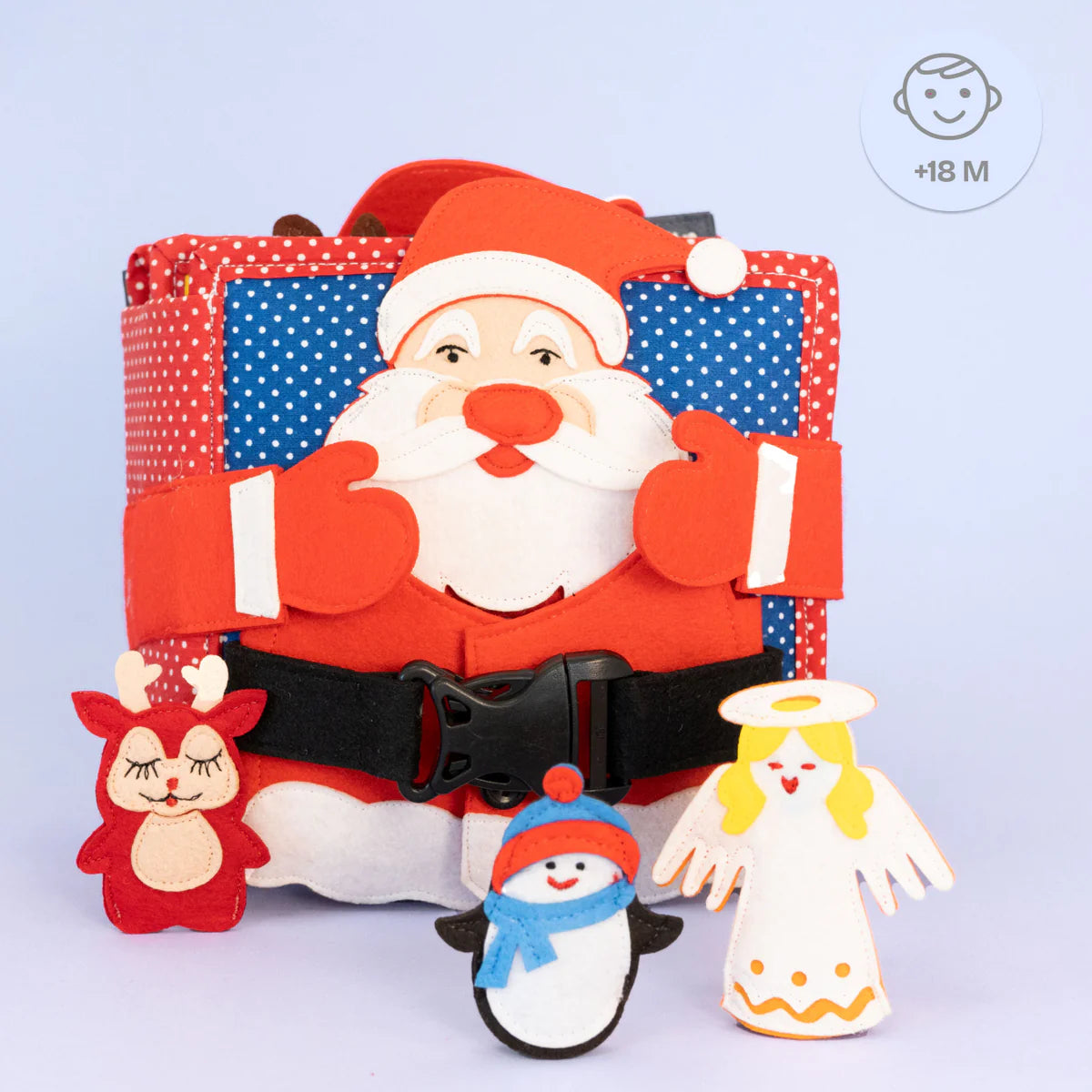 Das Mini Quiet Book Christmas von Jolly Designs begleitet Kinder ab 18 Monaten durch die Weihnachtszeit. Mit sechs interaktiven Seiten trainieren sie Feinmotorik und Kreativität – vom Schmücken des Tannenbaums bis zum Zählen der Adventskerzen. Aus OEKO-TEX® zertifizierten Materialien gefertigt, ist es sicher, robust und ideal für kleine Hände.