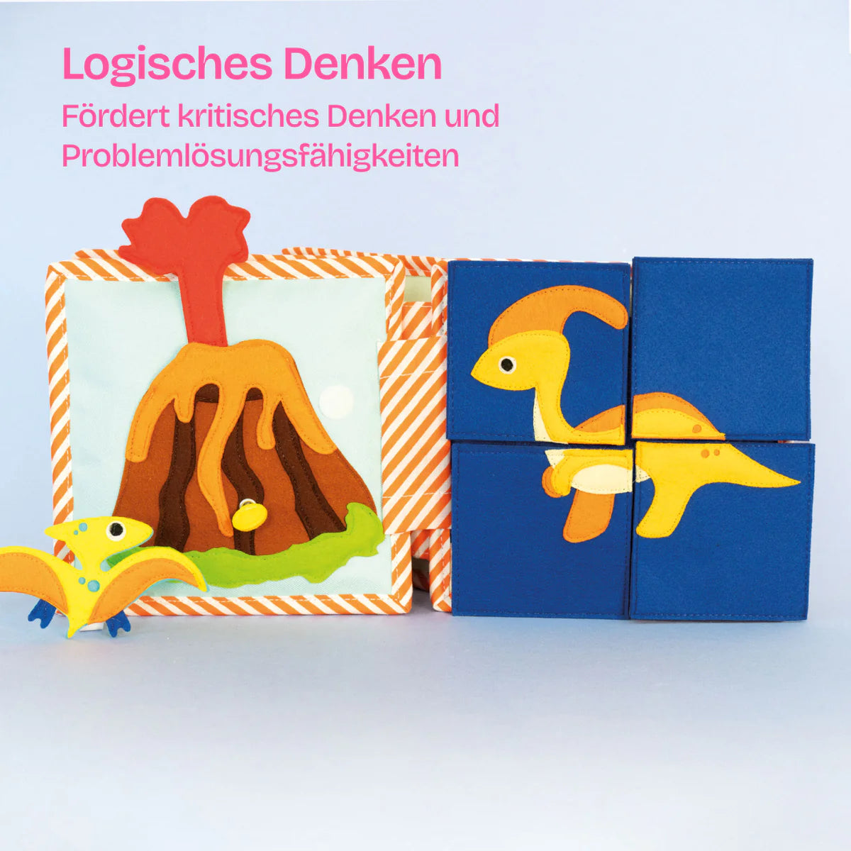 Das Mini Quiet Book "Dinofreunde" von Jolly Designs ist perfekt für Kinder ab 18 Monaten geeignet. Liebevoll handgefertigt aus hochwertigen, OEKO-TEX® zertifizierten Materialien, bietet dieses Buch sicheren Spielspaß und nimmt Kinder mit auf ein aufregendes prähistorisches Abenteuer.