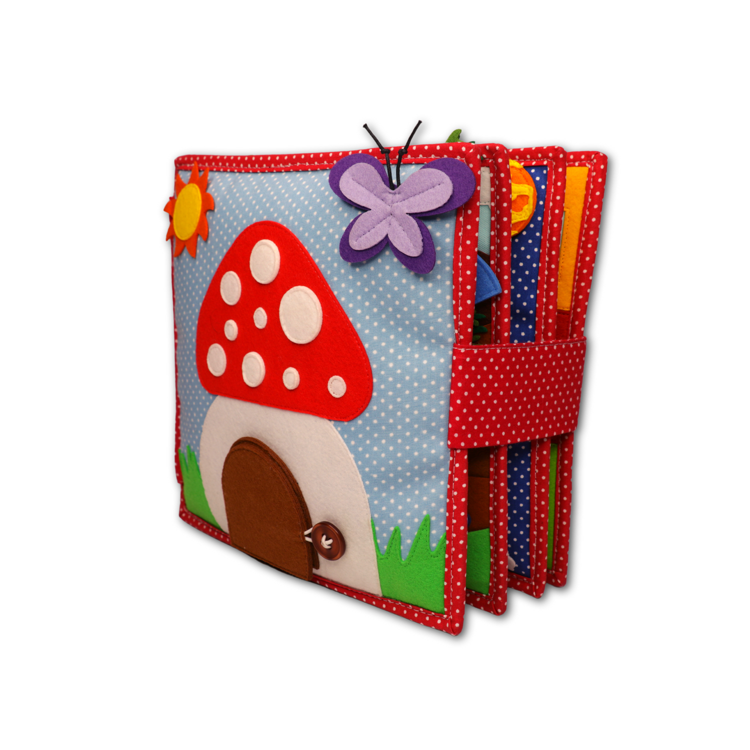 Dieses kreative Quiet Book - Glückspilz  wurde gemeinsam mit "Die Kindergartenpädagogin" entwickelt und hat 6 weiche, einzigartig gestaltete Seiten und bringt eine Menge Spielspaß ins Kinderzimmer.
Pädagogisch wertvoll unterstützt dieses Motorikspielzeug die individuelle Entwicklung von Kindern und vertreibt jegliche Langeweile. Dieses Quiet Book ist für Kinder ab 2 Jahren geeignet.