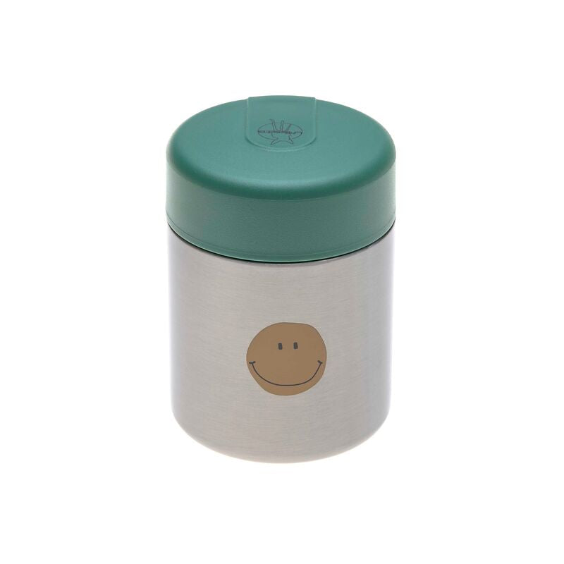 Mit dem doppelwandigen Edelstahl Thermobehälter aus der Happy Rascals Kollektion ist das Essen auch unterwegs sofort servierbereit. Der auslaufsichere Edelstahlbehälter fasst 315 ml und hält Lebensmittel warm oder kalt.