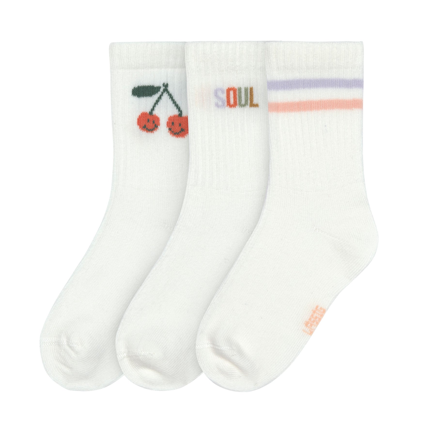 Die GOTS-zertifizierten Tennis Socks für Kinder, Design Cherry, mit einem hohen Anteil an Baumwolle (bio) machen jedes Outfit zum absoluten Hingucker. Die weichen Socken runden mit ihren fröhlich bunten Prints jeden Look ab.