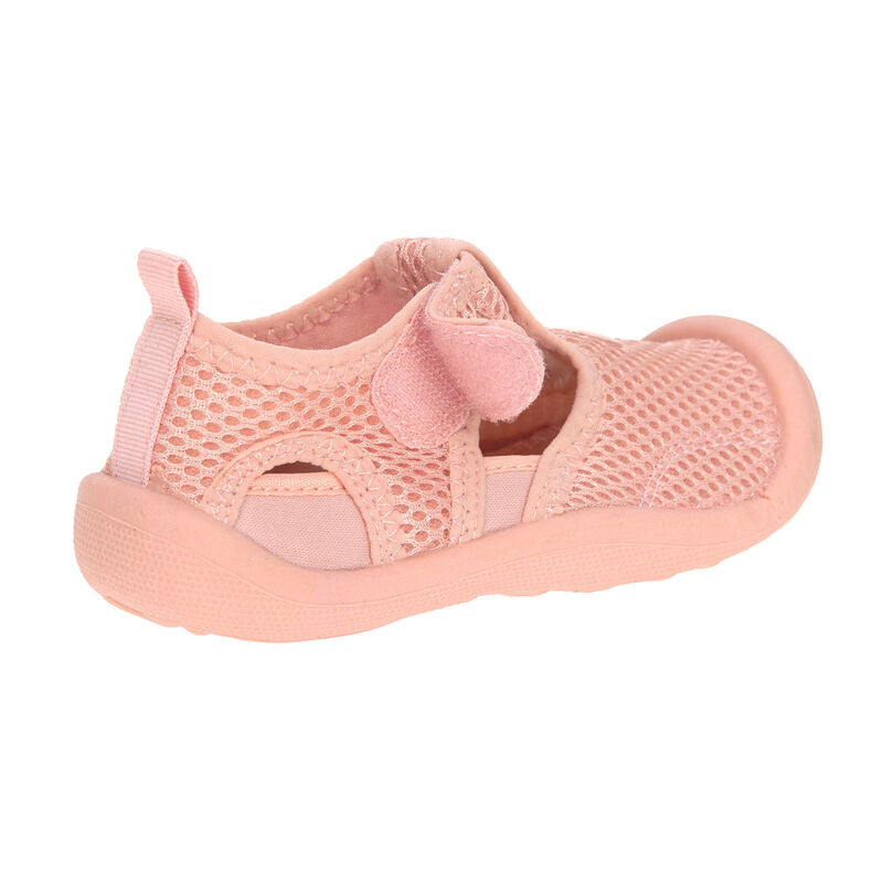 Die pinken Kinder Badeschuhe sind leicht, atmungsaktiv und schnell trocknend. Ihre flexible Antirutsch-Sohle und die praktischen Klettverschlüsse sorgen für einen optimalen Halt. Die Baby Sandalen sind ideal für den Strand.